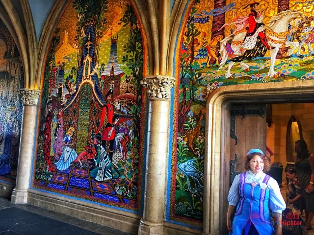 Magic Kingdom New Fantasyland Cinderella Castle Corridor with Artwork