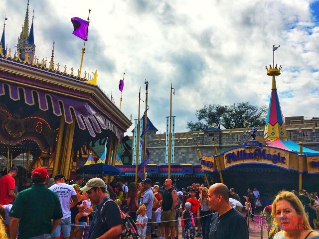Magic Kingdom New Fantasyland with Cinderella Castle PhilharMagic and Carousel 
