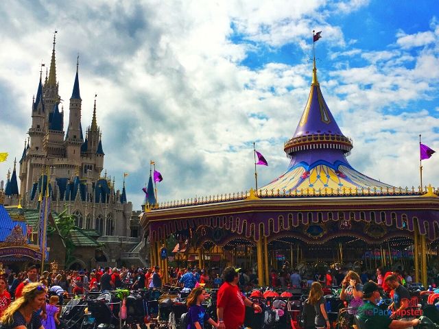 Magic Kingdom New Fantasyland with Cinderella Castle and Carousel