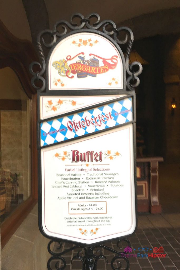 Biergarten in Germany Pavilion Buffet Menu