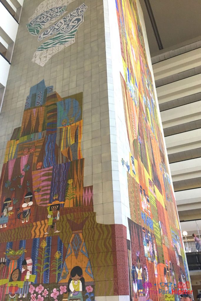 Disney Contemporary Resort Lobby with Mary Blair Mural Painting. Disney monorail resorts to stay at.
