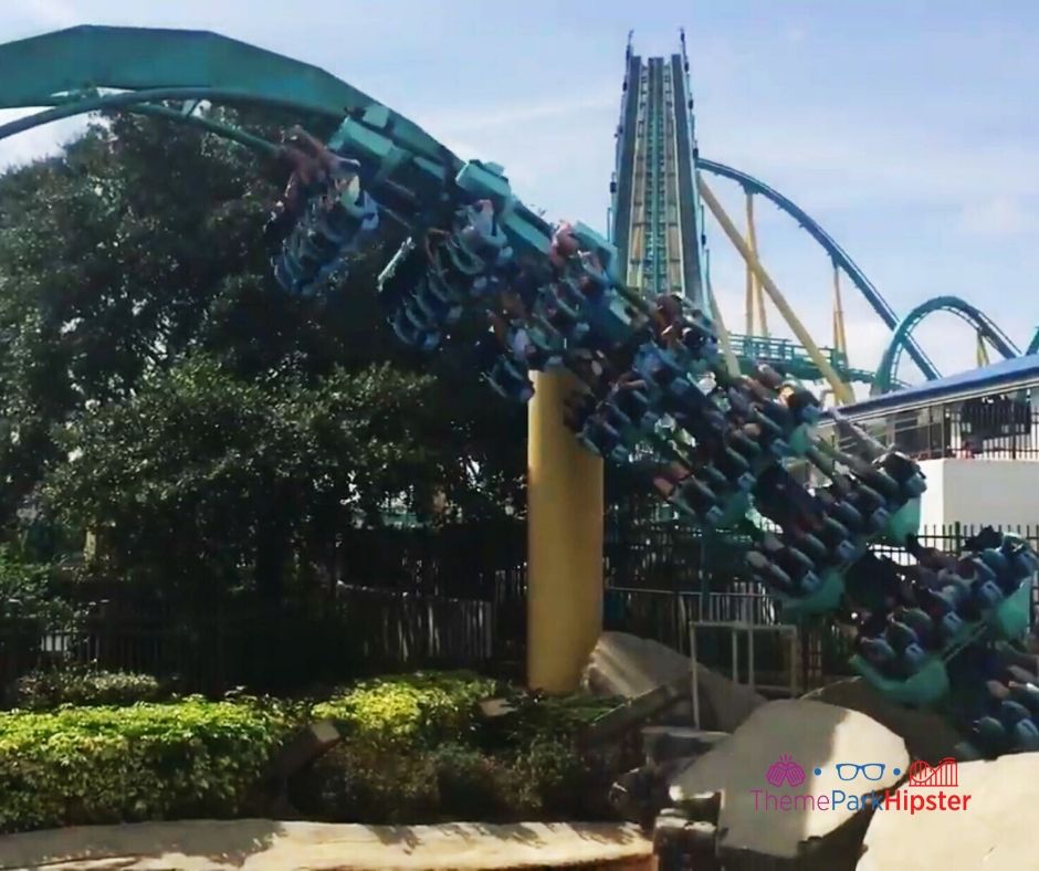 Kraken Roller Coaster going upside down at SeaWorld Orlando