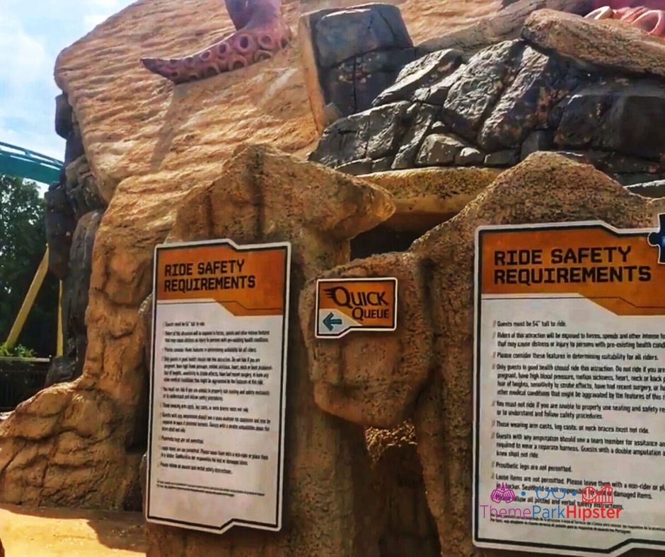 Kraken Roller Coaster Queue Entrance and Guidelines