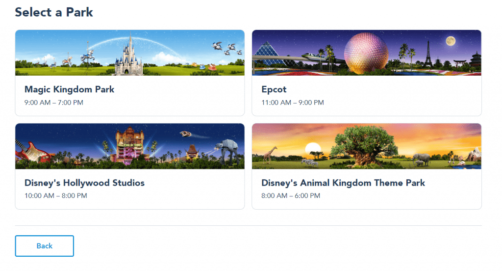 Disney Park Reservation Step Four