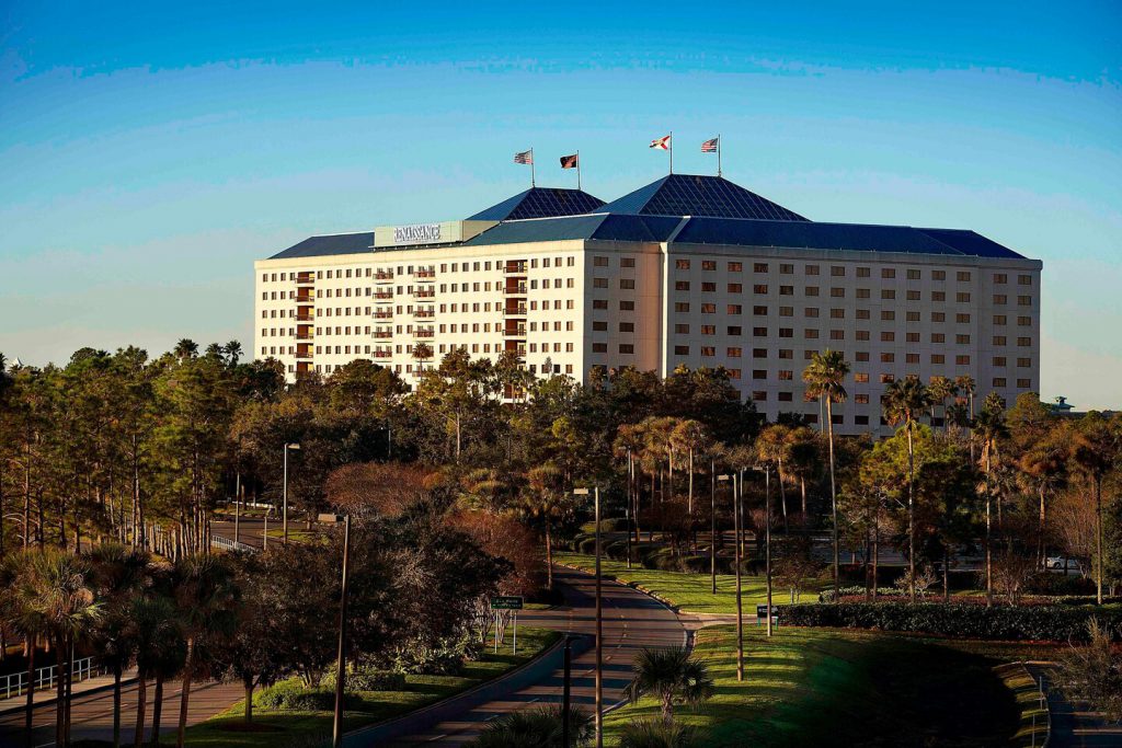 Renaissance Orlando SeaWorld Exterior. Keep reading to get your SeaWorld Orlando Resort Travel Guide.