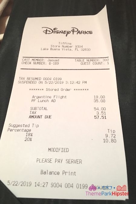 Tiffins Disney Cost and Receipt