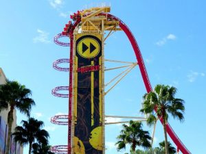 Universal Studios Hollywood Rip Ride Rockit Roller Coaster on the lift