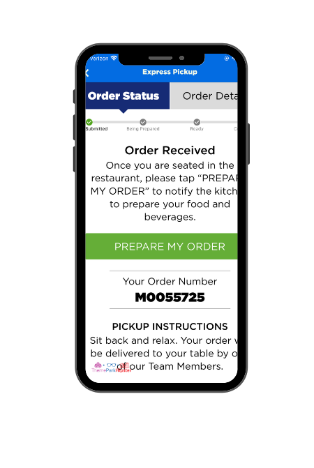 Universal Studios Mobile Order App 4 Order Status