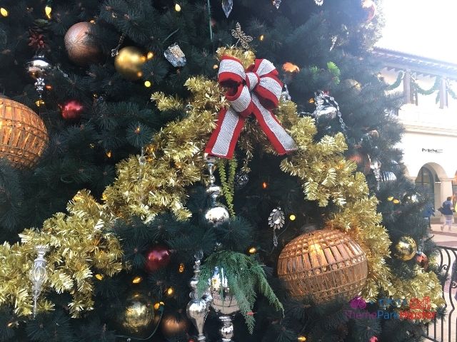 Disney Springs Christmas Tree Decor with Gold Holiday Bulbs