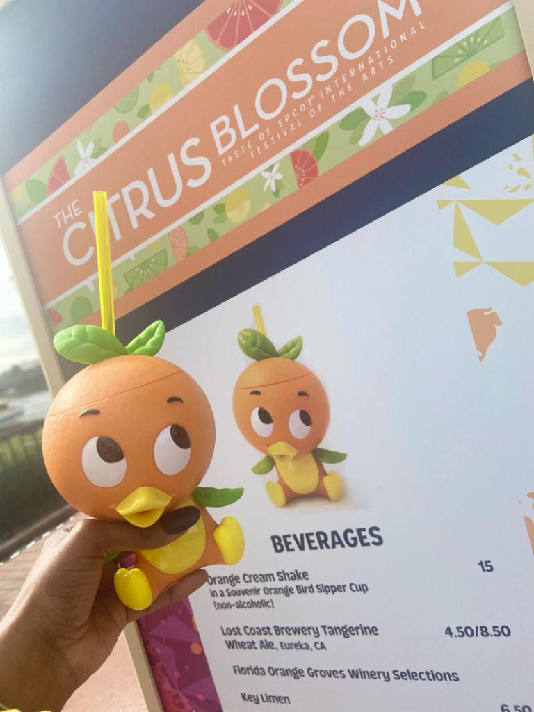 Orange Bird Drink at Epcot. Keep reading for the best food at Epcot Festival of the Arts.