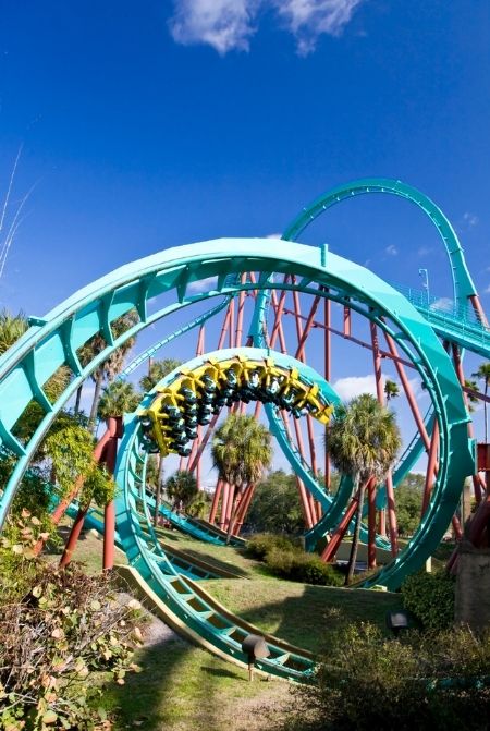Kumba Busch Gardens Roller Coaster in Florida sun. Use the Quick Queue Pass to beat the Busch Gardens busy days.