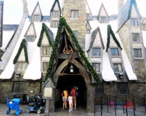 Front Entrance to the Three Broomsticks and Long Island Tea at Harry Potter World Universal