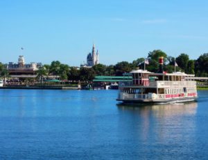 Cinderella Castle with Ferry Boat in Disney Magic Kingdom Orlando Florida