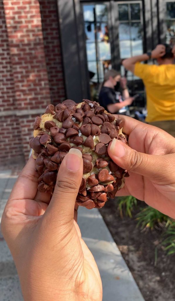 Gideon Chocolate Chip Cookie at Disney Springs. Keep reading to get the best things to do at Disney Springs for solo travelers on a solo disney world trip.