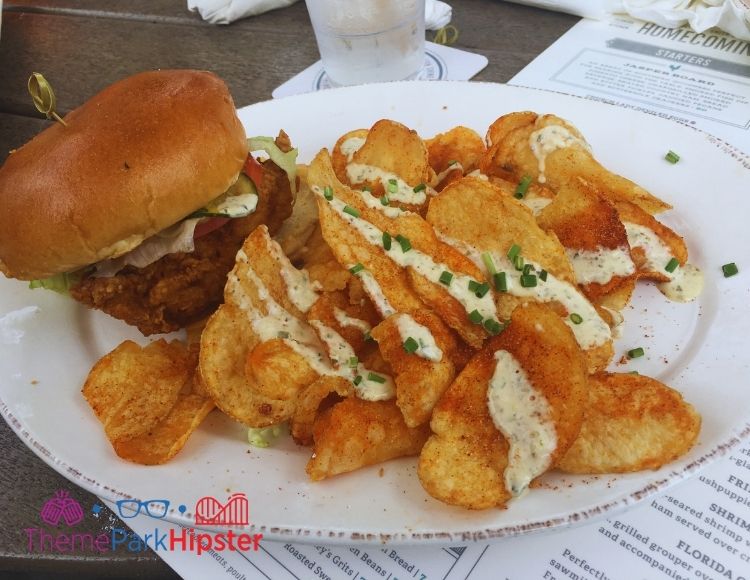 Homecomin Disney Springs Fried Chicken Sandwich and Chips
