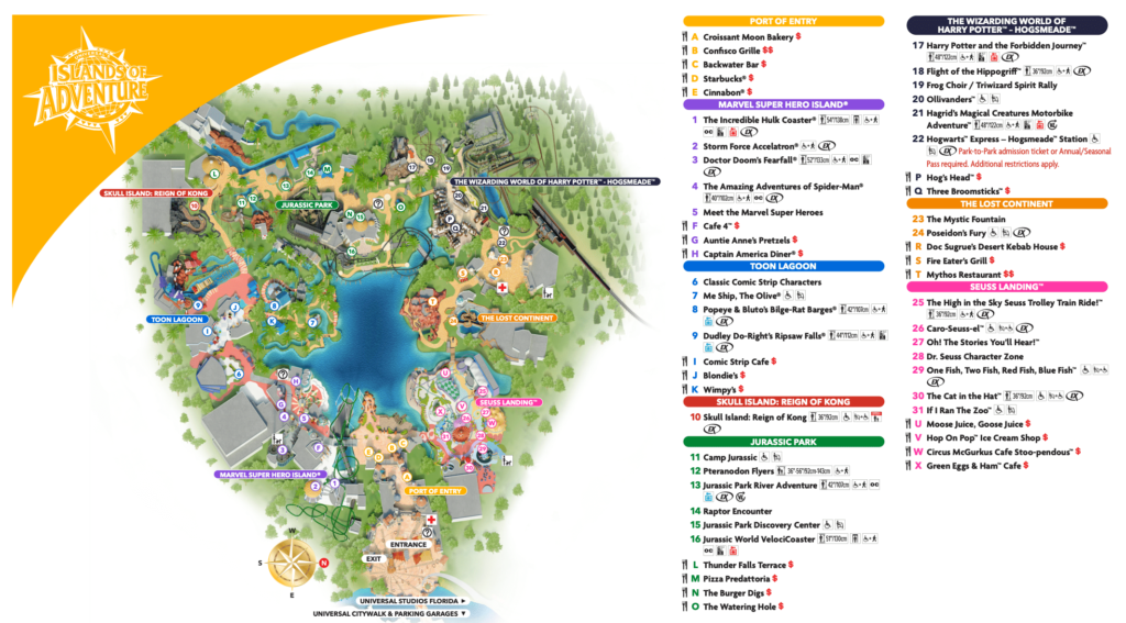 Islands of Adventure Map 2022 and 2023