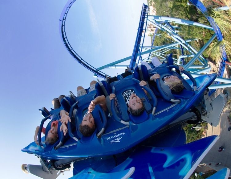 Manta flying roller coaster at SeaWorld Orlando in the sky.
