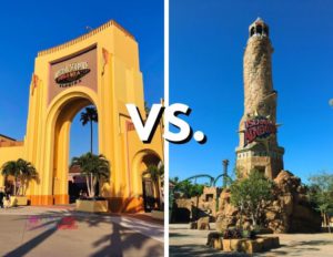 Universal Studios vs Islands of Adventures with Park Arches and Tower