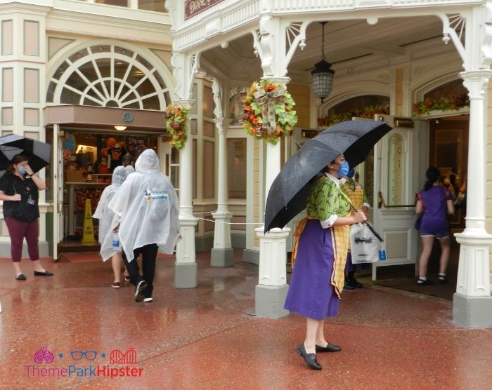 Giorno di pioggia in Main Street Stati Uniti d'America A Magic Kingdom Orlando Florida