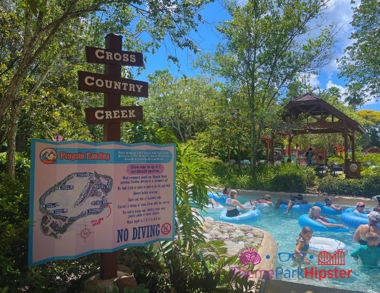 Cross Country Creek Lazy River at Blizzard Beach Water Park. Keep reading to see what's the best Disney water park in our Typhoon Lagoon vs Blizzard Beach guide!