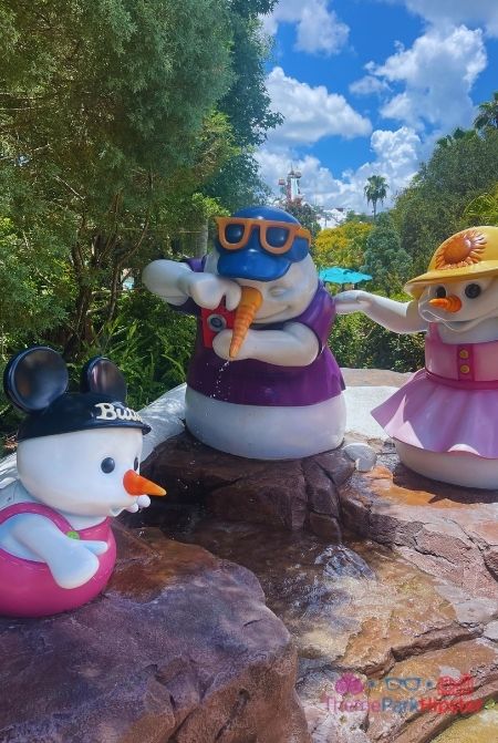 Snowman family at Blizzard Beach Water Park. Best Water Theme Park Tips.