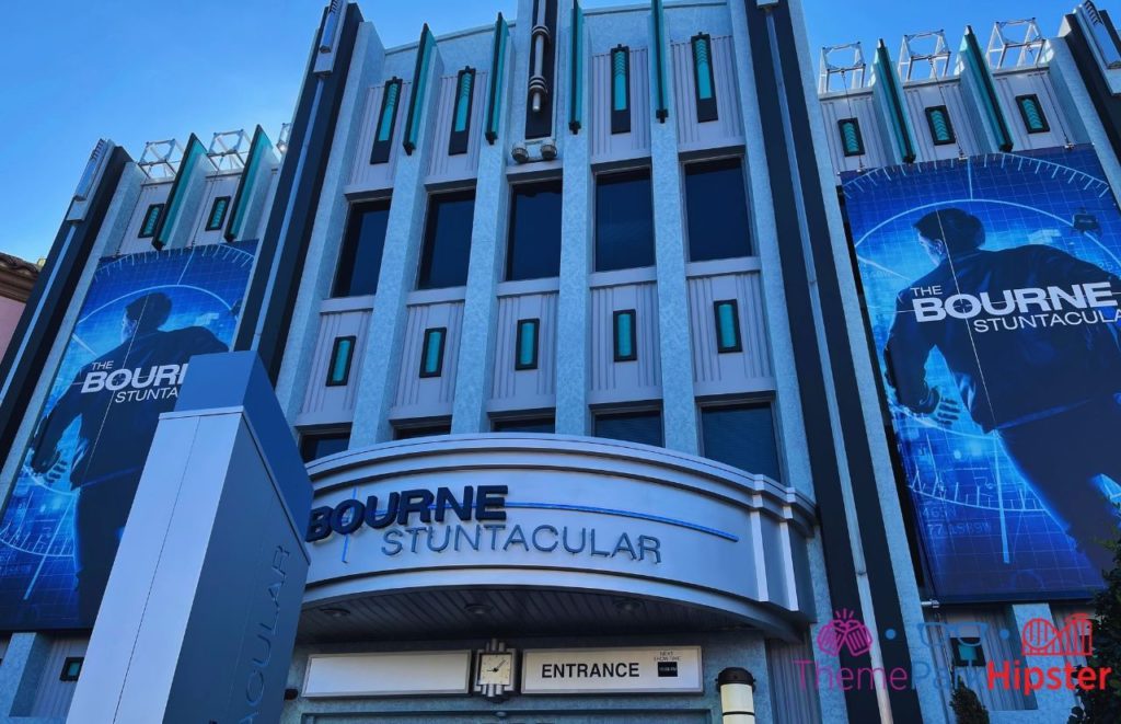 The Bourne Stuntacular Universal Studios Florida entrance. Keep reading to find out the best things to do on your Universal Studios solo trip.