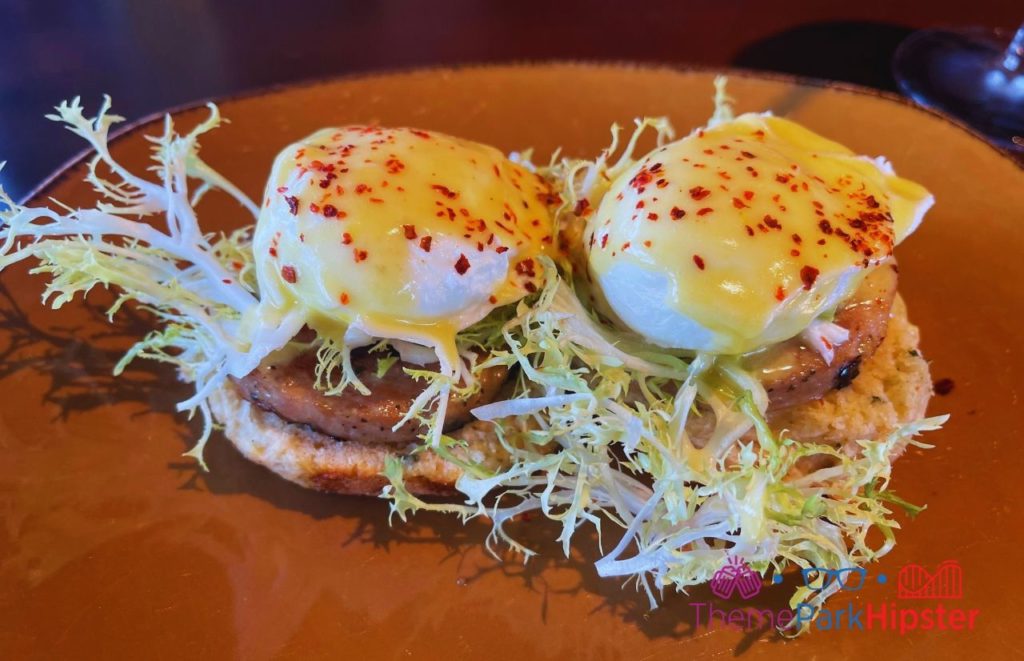 Wine Bar George Brunch Eggs Benedict. Keep reading to get the best things to do at Disney Springs for solo travelers on a solo disney world trip.