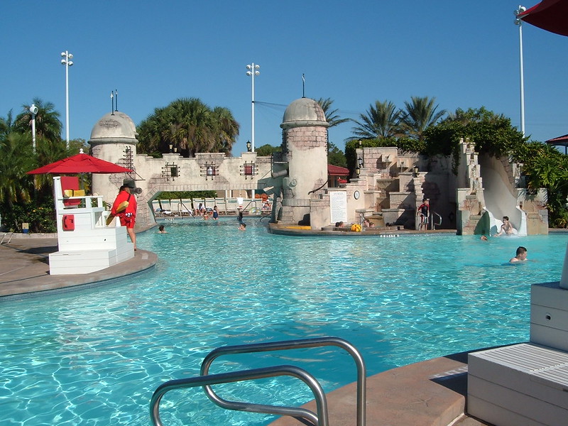 Caribbean Beach Pool. Keep reading for the best pools at Disney World.