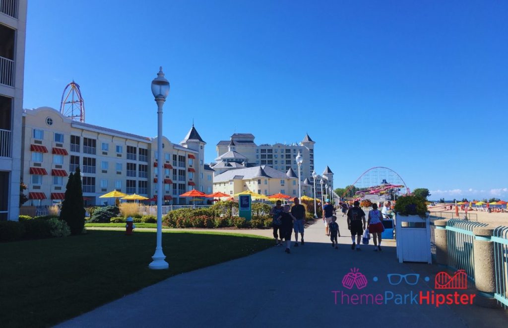 Cedar Point Hotel Breakers Boardwalk Area. Keep reading to get the guide to Light Up the Point and how to Survive Cedar Point on 4th of July with These 7 Tips.