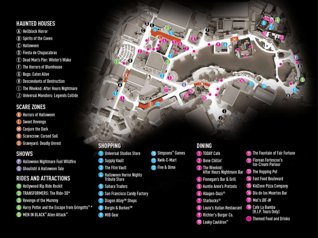 HHN 31 Halloween Horror Nights Event Map. Keep reading to learn about things to do in Orlando for Halloween and things to do in Orlando for October.