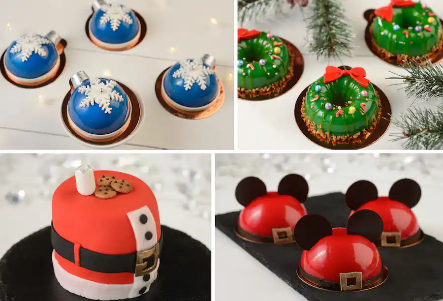 Amorette's Patisserie Ornament Mousse Dome Cakes at Disney Springs. Keep reading to get the best Disney Christmas treats and desserts on this foodie guide.