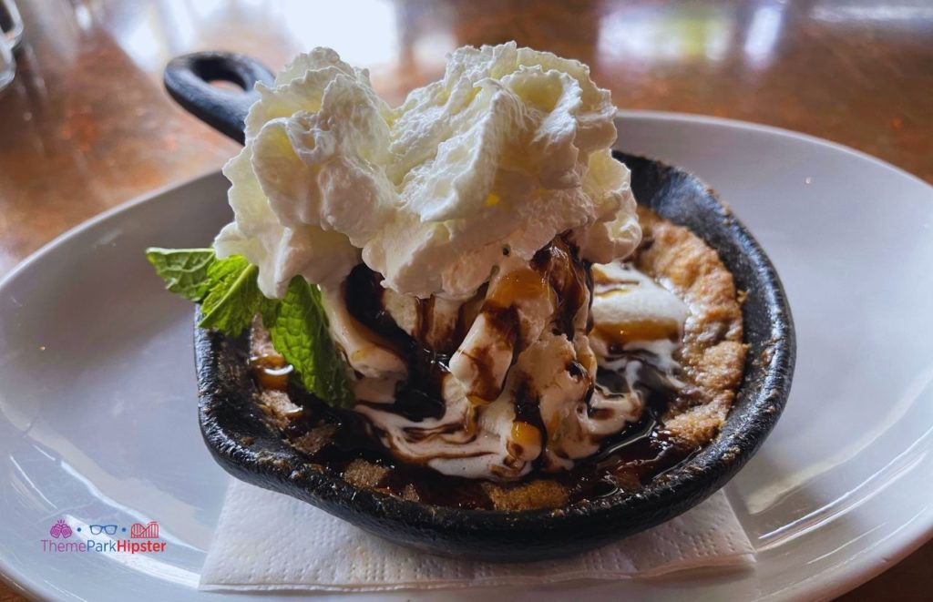 City Works Deep Dish Chocolate Chip Cookie Topped with Vanilla Ice Cream and Whipped Cream