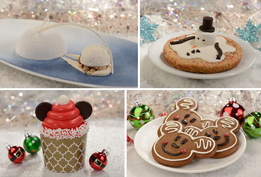 Hollywood Brown Derby PizzeRizzo Rosie's All American Cafe Holiday Treats at Hollywood Studios. Mickey Mouse Gingerbread Cookie, Melted Snowman Sugar Cookie, Santa Mickey Mouse Cupcake, Mickey Mouse Gingerbread Cookie. Keep reading to get the best Disney Christmas treats and desserts on this foodie guide.
