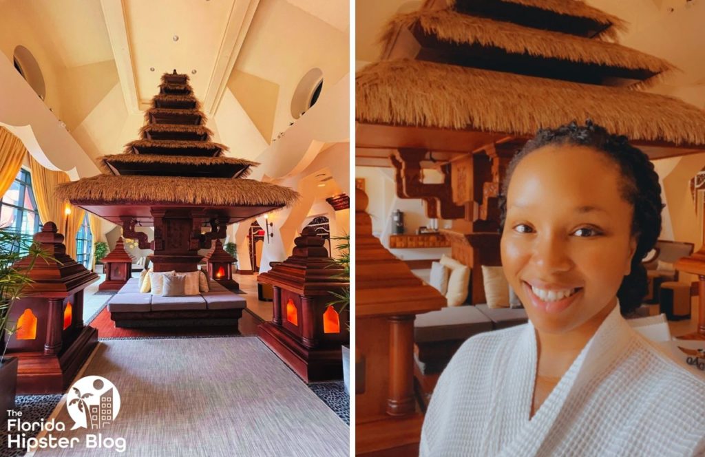 Nikky J at Mandara Spa at the Disney Swan and Dolphin Resort with zen Balinese decor. Keep reading to discover the most romantic things to do at Disney World for couples. 