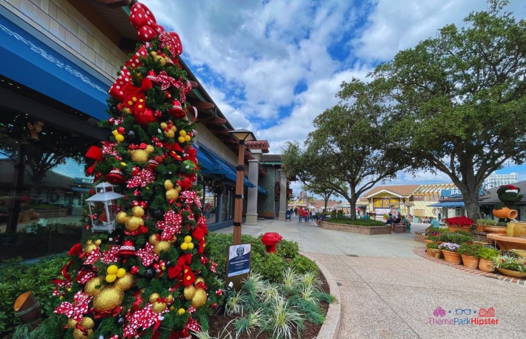 Mickey and Minnie Mouse Christmas Tree at Disney Springs. Keep reading to learn about the best Disney Christmas trees!