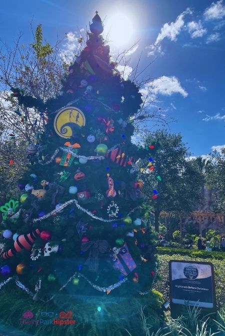 Nightmare Before Christmas Tree on Disney Springs Christmas Tree Trail. Keep reading to learn about the best Disney Christmas trees!