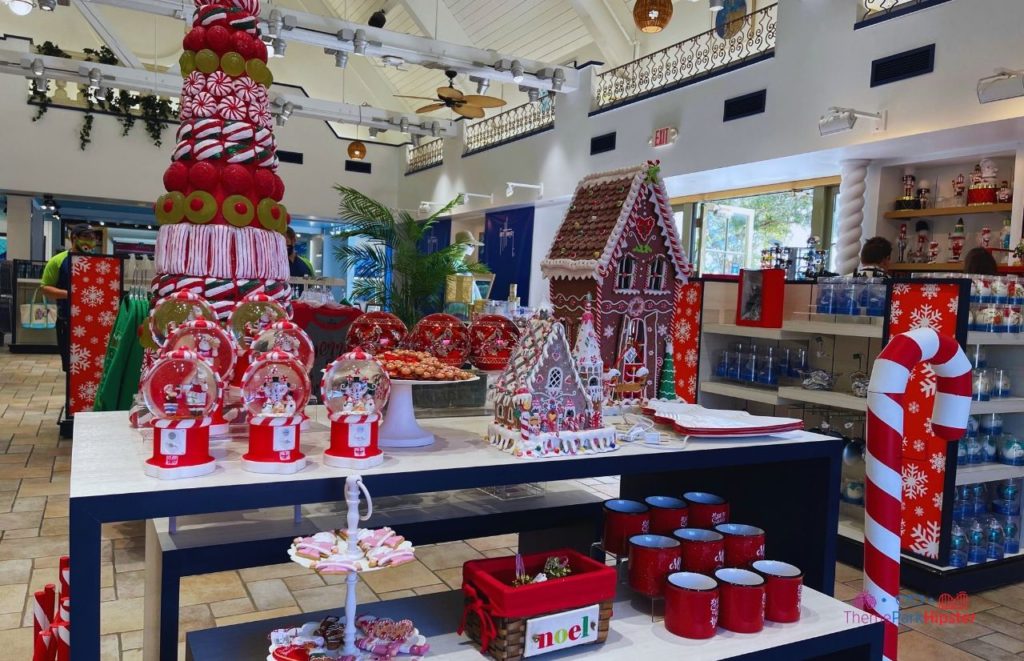 SeaWorld Christmas Celebration Holiday Store with snow globes. Keep reading to learn about Christmas at SeaWorld Orlando!
