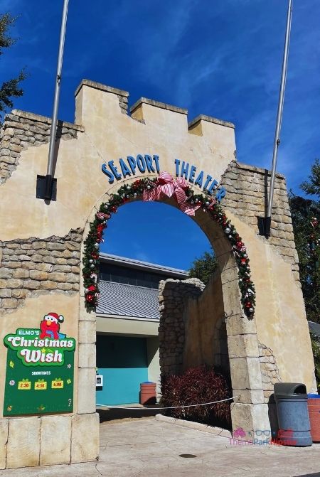 SeaWorld Christmas Celebration Seaport Theater showing Elmo's Christmas Wish