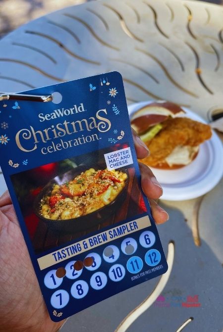 SeaWorld Christmas Celebration Tasting Lanyard Sampler. Keep reading to learn about Christmas at SeaWorld Orlando!
