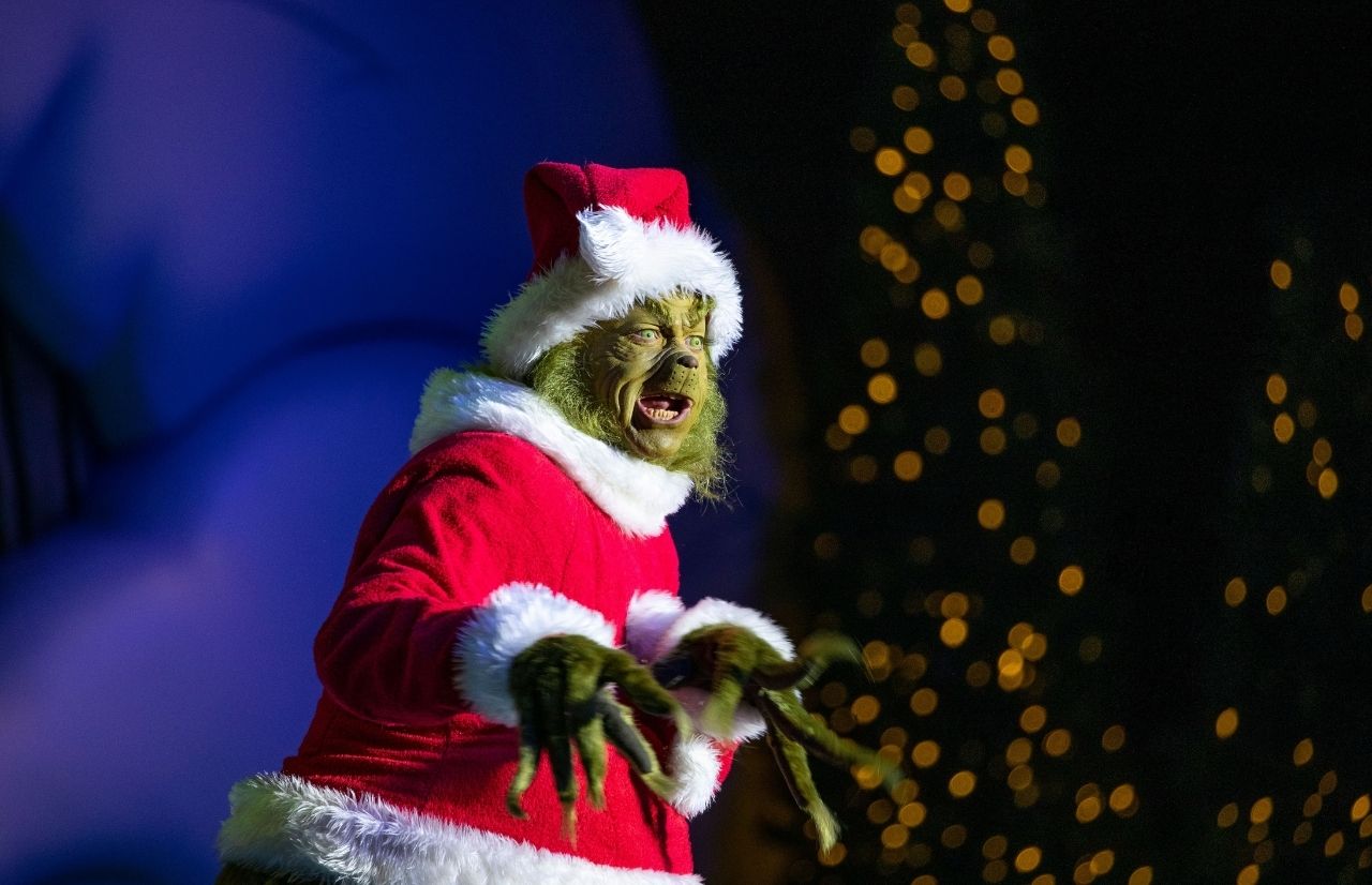 The Grinch performing during Grinchmas at Universal Islands of Adventure
