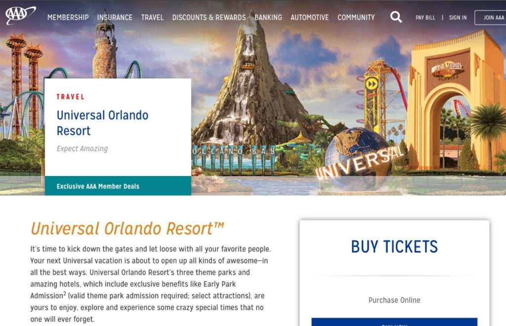 AAA Discount Universal Studios Tickets