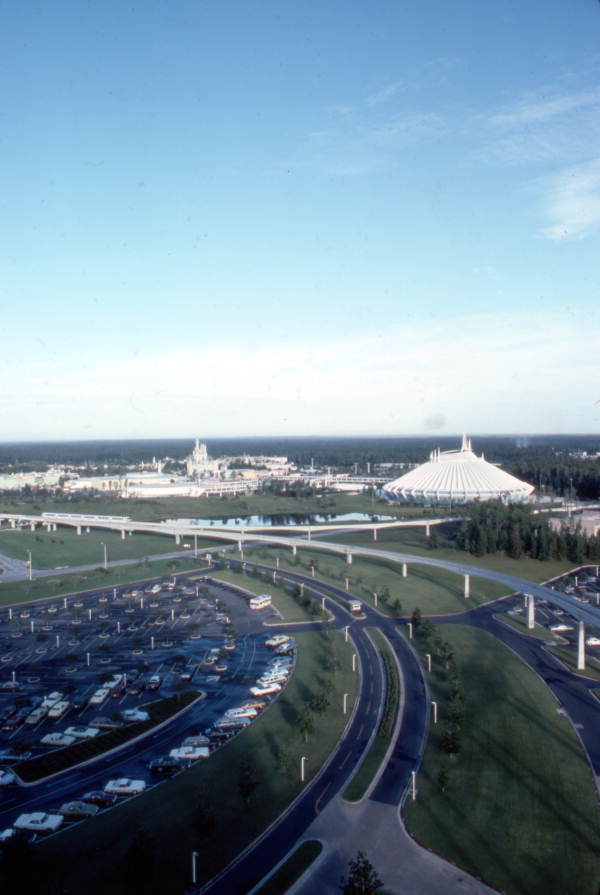 Aerial view of the Magic Kingdom in Orlando Florida 1975 with Space Mountain in tomorrowland. Keep reading to figure out which is better for Space Mountain Disneyland vs Disney World.