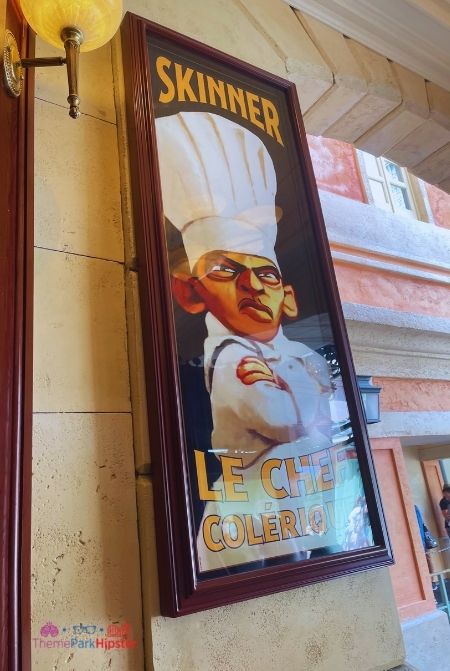 Skinner Le Chef Poster on Remy’s Ratatouille Adventure Epcot. Keep reading to get the full Remy's Ratatouille Adventure Guide: Photos, Secrets, Food and more!