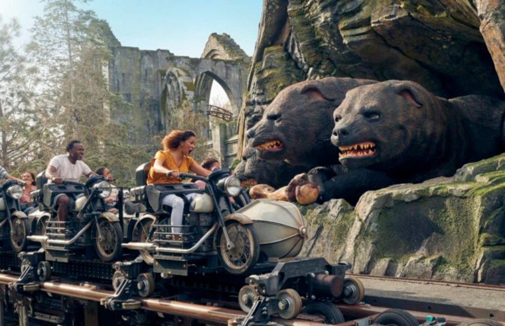 Hagrid Motorbike Roller Coaster in the Wizarding World of Harry Potter Hogsmeade at Universal Orlando Resort.