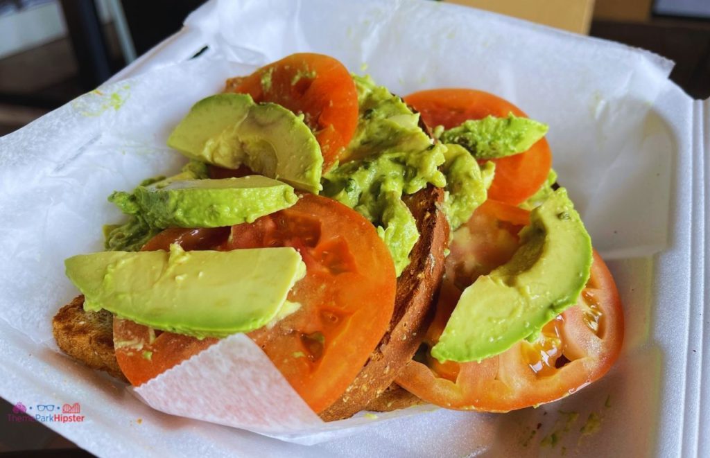 At the Diner Avocado Toast with Tomato. One of the best restaurants near SeaWorld.