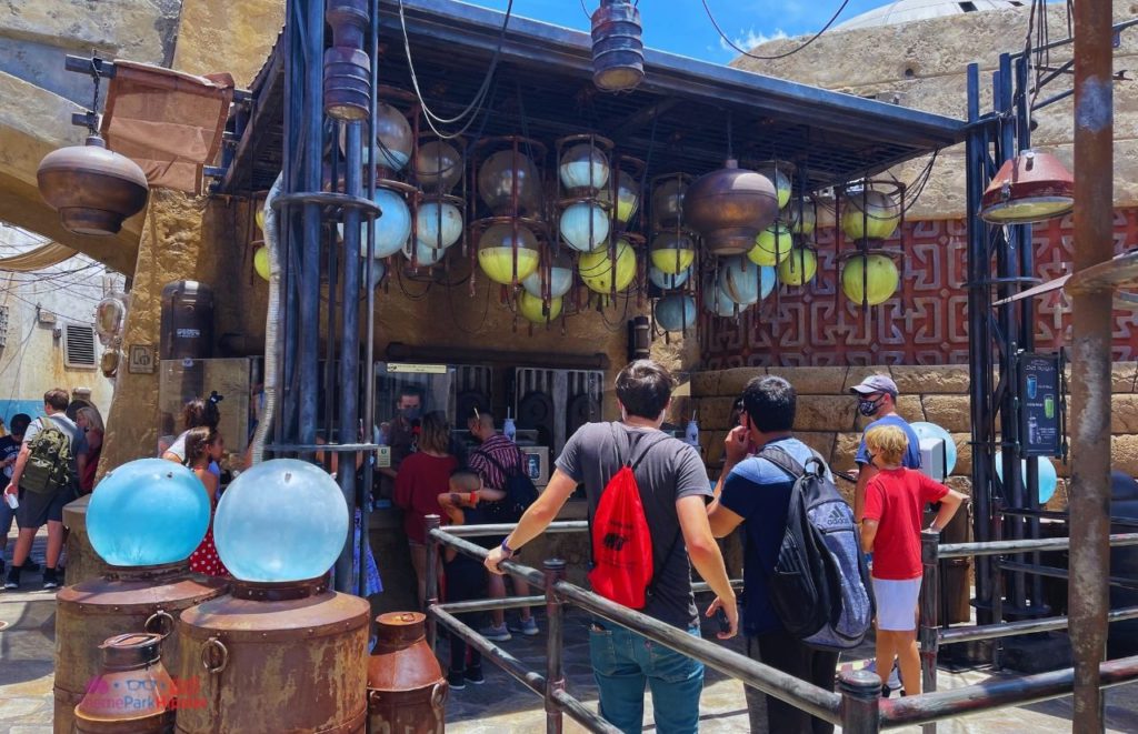 Disney Hollywood Studios Star Wars Land Blue and Green Milk Stand. Keep reading to know the best days to go to Hollywood Studios and how to use the Disney Hollywood Studios Crowd Calendar.