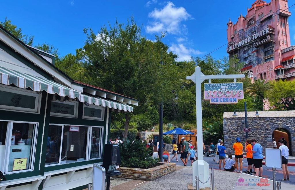 Disney Hollywood Studios Twilight Zone Tower of Terror And Hollywood Scoops Ice Cream. One of the best  thrill rides at Disney World.