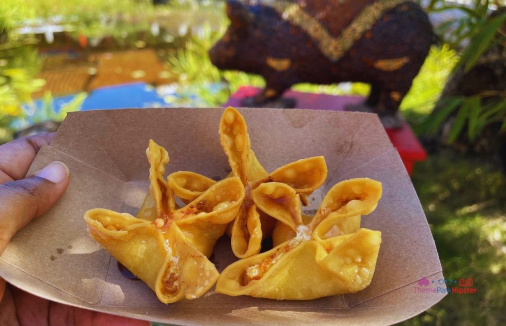 Epcot China Pavilion Flower and Garden Festival Cheese Wontons. Keep reading for the best Epcot International Flower and Garden Festival tips!