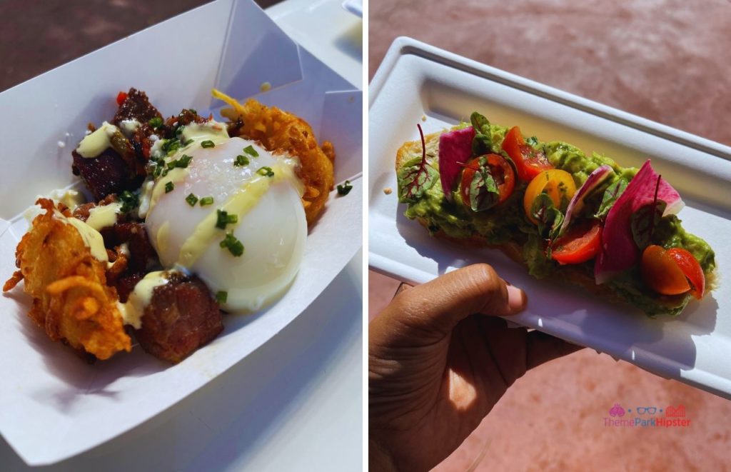 Epcot Flower and Garden Festival Corned Beef Brisket and Avocado Toast. Keep reading for the best Epcot International Flower and Garden Festival tips!