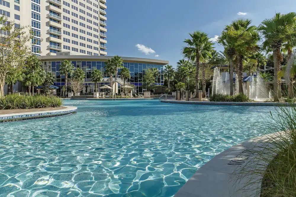 Hyatt Regency Orlando Pool Area. One of the Best hotels near SeaWorld Orlando.